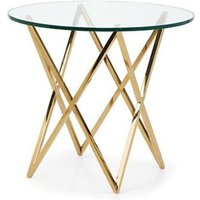 Casa Padrino Luxus Beistelltisch Messing Gold Finish / Glas 53 x H 66 cm - Hotel Collection
