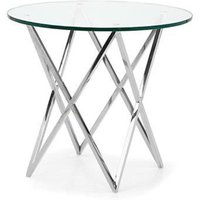 Casa Padrino Luxus Beistelltisch Messing Nickel Finish / Glas 53 x H 66 cm - Hotel Collection