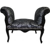 Casa Padrino Barock Schemel Hocker Silber Muster / Schwarz - Sitzbank