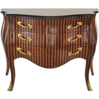 Casa Padrino Barock Kommode Streifen Braun / Schwarz - Handgefertigt aus Massivholz- Limited Edition