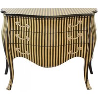 Casa Padrino Barock Kommode Streifen Creme / Schwarz - Handgefertigt aus Massivholz- Limited Edition