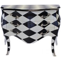 Casa Padrino Barock Kommode Karo Schwarz / Weià - Handgefertigt aus Massivholz- Limited Edition