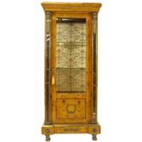 Casa Padrino Empire Vitrine Vogelaugenahorn 180 x 80 cm - Handgefertigt aus Massivholz - Barock Vitrinenschrank