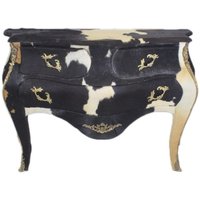 Casa Padrino Barock Kommode Kuhfell Schwarz / Weià 120 cm - Möbel Antik Stil