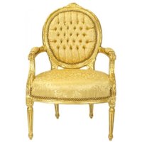 Casa Padrino Barock Medaillon Salon Stuhl Gold Muster / Gold - Möbel Antik Stil