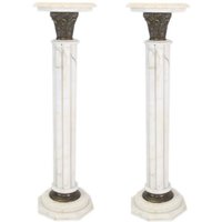 Casa Padrino Barock Marmor Säulen Set Weiss Höhe - Marmor Säule (2 Stk)