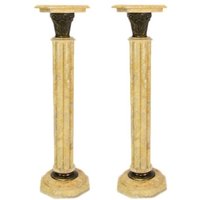 Casa Padrino Barock Marmor Säulen Set Creme Höhe - Marmor Säule (2 Stk)