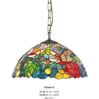 Casa Padrino Tiffany Hängeleuchte 40cm Gelb / Grün / Rot Mod2 - Glas Mosaik Decken Lampe Leuchte Barock Restaurant Beleuchtung