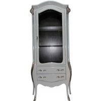 Casa Padrino Barock Vitrine in Weiss/Schwarz mit silbernen Griffen - Vitrinenschrank - Wohnzimmerschrank