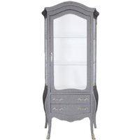 Casa Padrino Barock Vitrine Schwarz-Grau / Glitzerlook- Vitrinenschrank - Wohnzimmerschrank