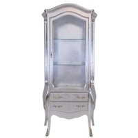 Casa Padrino Barock Vitrine Silber / Silber - Glas Vitrine Möbel Schrank