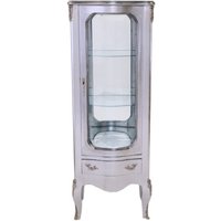 Casa Padrino Barock Vitrine Silber 130 cm - Vitrinenschrank - Wohnzimmerschrank