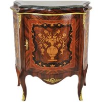 Casa Padrino Barock Kommoden Schrank mit Marmorplatte Mahagoni Intarsien - Möbel Kommode