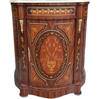 Casa Padrino Empire Kommoden Schrank mit Marmorplatte Mahagoni Intarsien - Barock Möbel Kommode