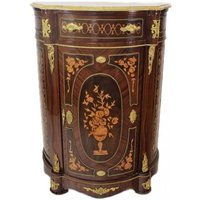 Casa Padrino Empire Kommoden Schrank mit Marmorplatte Mahagoni Dunkelbraun Intarsien - Barock Möbel Kommode