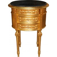 Casa Padrino Barock Kommode Gold mit schwarzer Marmorplatte H 70 cm, B 52 cm - Nachttisch Konsole
