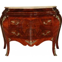 Casa Padrino Barock Kommode Braun mit cremefarbener Marmorplatte 3 Schubladen Mod3 - Empire Kommode