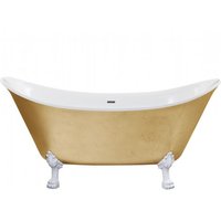 Casa Padrino Jugendstil Badewanne freistehend Gold Modell He-Lyd 1730mm - Freistehende Retro Antik Badewanne Barock Stil