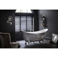 Casa Padrino Jugendstil Badewanne freistehend Edelstahleffekt Modell He-Lyd 1730mm - Freistehende Retro Antik Badewanne Barock Stil