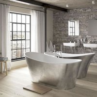 Casa Padrino Art Deco Badewanne freistehend Edelstahleffekt Modell He-Hol 1710mm - Freistehende Retro Antik Jugendstil Badewanne