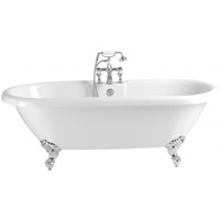 Casa Padrino Jugendstil Badewanne freistehend WeiØ Modell He-Bab 1495mm - Freistehende Retro Antik Badewanne Barock Stil