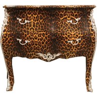 Casa Padrino Barock Kommode Leopard mit silbernen Metall Applikationen