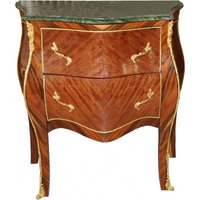 Casa Padrino Barock Kommode Braun mit Marmorplatte 2 Schubladen - Antik Look