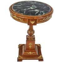 Casa Padrino Barock Beistelltisch mit Marmorplatte Mahagoni / Gold H80 x 55cm - Empire Antik Stil Tisch - Möbel