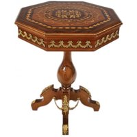 Casa Padrino Barock Beistelltisch Mahagoni Intarsien / Gold H75 x 65cm - Ludwig XVI Antik Stil Tisch - Möbel