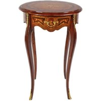 Casa Padrino Barock Beistelltisch mit Schublade Mahagoni Intarsien / Gold H75 x 50cm - Ludwig XVI Antik Stil Tisch - Möbel