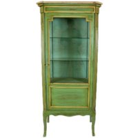 Casa Padrino Barock Vitrine Antik Stil Grün / Gold 160 cm - Vitrinenschrank - Wohnzimmer Schrank - Antik Stil Möbel