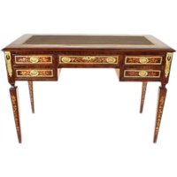 Casa Padrino Empire Schreibtisch Mahagoni Intarsien / Gold - Barock Sekretär Luxus Möbel