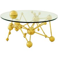 Casa Padrino Luxus Couchtisch Edelstahl / Glas Gold Astronomy - Art Deco Wohnzimmer Tisch