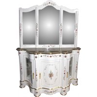 Casa Padrino Luxus Barock Schrank mit Spiegelkonsole Weià Handbemalt mit Marmorplatte - Luxus Möbel Konsole mit Spiegel