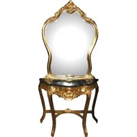 Casa Padrino Barock Spiegelkonsole mit Marmorplatte Gold Mod2 - Antik Look