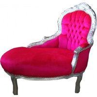 Casa Padrino Barock Kinder Chaiselongue Pink / Silber Mod2 - Barock Möbel