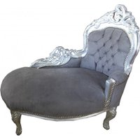 Casa Padrino Barock Kinder Chaiselongue Grau / Silber - Barock Möbel