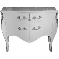 Casa Padrino Barock Kommode Weià mit 2 Schubladen und 2 Türen 140 cm - Handgefertigt aus Massivholz- Limited Edition