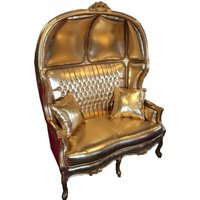 Casa Padrino Barock 2er Ballon Sofa Gold Lederoptik / Gold mit Bling Bling Glitzersteinen - Wohnzimmer Couch Möbel Lounge Hochzeit