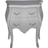 Casa Padrino Barock Kommode Weià / Glitzerlook H 71 cm, B 60 cm, T 38 cm - Nachttisch Kommode