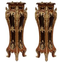 Casa Padrino Luxus Barock Säulen Set Mahagonie / Gold (2 Stk) H 160 cm x B 40 x L 40 cm