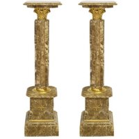 Casa Padrino Barock Marmor Säulen Set Grau-Braun / Gold - Marmor Säule (2 Stk)