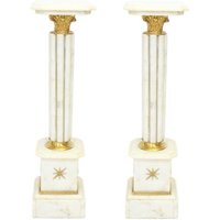 Casa Padrino Barock Marmor Säulen Set WeiØ / Gold - Marmor Säule (2 Stk)