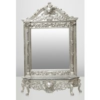 Casa Padrino Luxus Barock Spiegelkonsole Silber Lion - Luxus Wohnzimmer Möbel Konsole mit Spiegel Löwenkopf