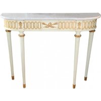 Casa Padrino Barock Konsolentisch mit Marmorplatte, Antik Stil Creme/Gold/Weiss 112 cm - Barock Konsole - Limited Edition Konsole