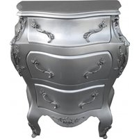 Casa Padrino Barock Kommode Silber B68 H79.5 cm - Handgefertigte Möbel