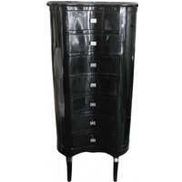 Casa Padrino Barock Kommode Schwarz Hochglanz mit 7 Schubladen Oval - Antik Stil