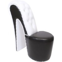 Casa Padrino High Heel Sessel mit Dekosteinen Schwarz / Weiss Luxus Design - Designer Sessel - Club Möbel - Schuh Stuhl Sessel