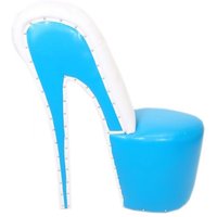 Casa Padrino High Heel Sessel mit Dekosteinen Hellblau / Weià Luxus Design - Designer Sessel - Club Möbel - Schuh Stuhl Sessel