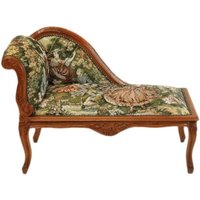 Casa Padrino Barock Kinder Chaiselongue Gobelin Muster / Mahagoni - Tron Barock Möbel